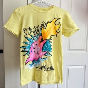 Pink Dolphin Yellow Graphic Short Sleeve Tee Shirt Mens Sz Small